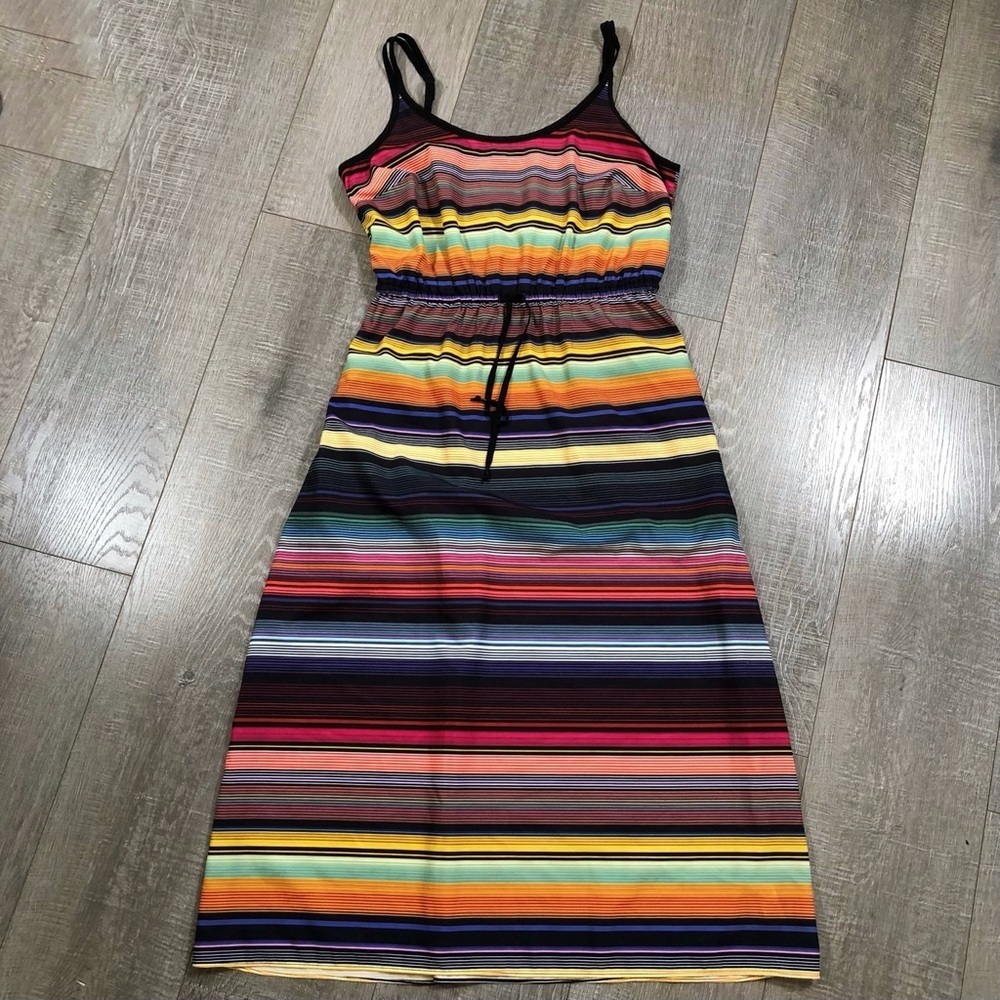 ATHLETA Colorful Multi Striped Havana Midi Dress Size S - Picture 2 of 9